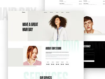 Hair Studio black design hair hairdresser minimal studio typography ui web website white www