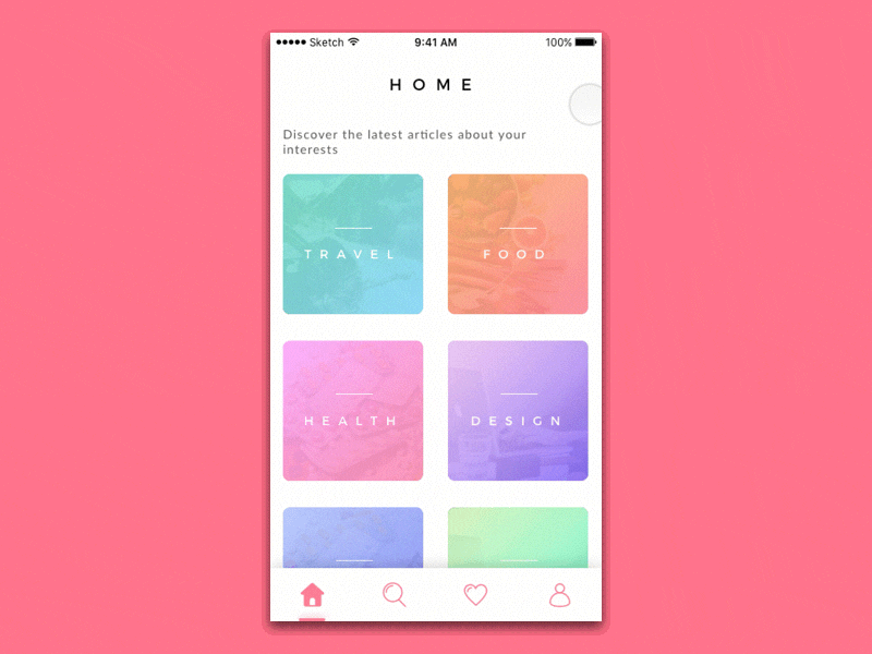 Daily UI #105 Newsfeed animation colors daily design gradient interactions newsfeed principle ui