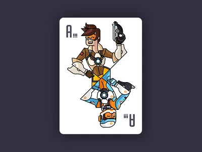 Overwatch Card Deck: Tracer card character design design flat games geek illustration logo minimal overwatch trace vector