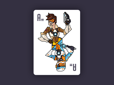 Overwatch Card Deck: Tracer card character design design flat games geek illustration logo minimal overwatch trace vector