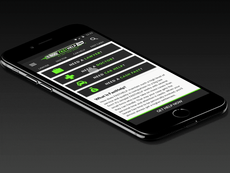 1-800-FastHelp Homepage Mobile Interaction animation design interaction mobile ui