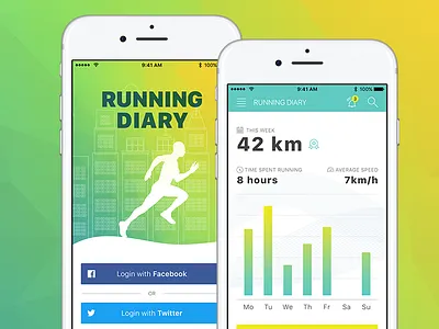 Running Diary data login mobile notifications results running sport week