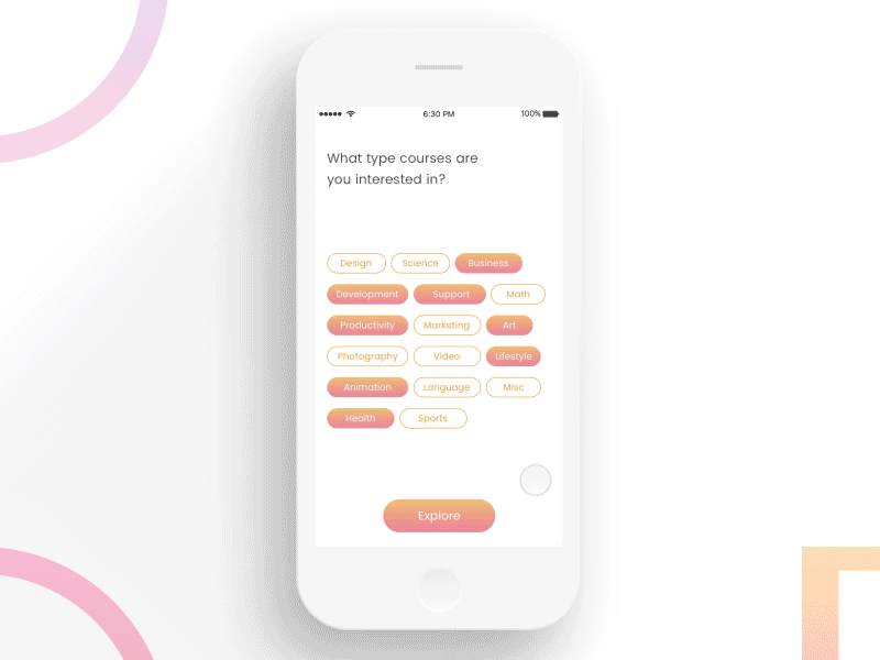 E-Learning App cards courses eduaction ios learning minimal ui ux