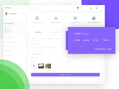 MYSHARP APP #3 admin app application card credit dashboard illustration payment profile timeline user website