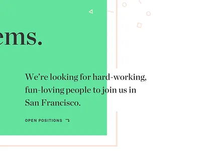 Color Block confetti green hiring layers pink twine typography