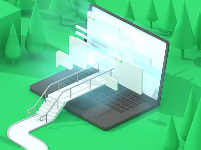 Onboarding Illustration 3d blog illustration cinema 4d lowpoly medium onboarding road