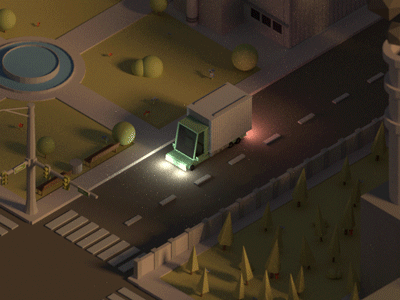 Night Drive Loop / GIF 3d blender car city gif illustration isometric loop low poly model nature truck