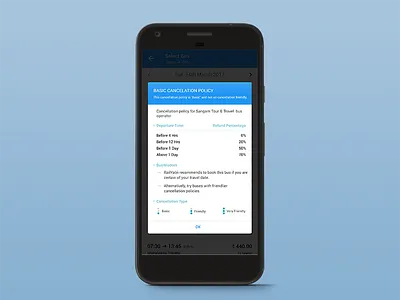 Popup-Cancellation Policy. app design bus cancel cancellation redesign ui ux manish dhiman.revamped visual design.