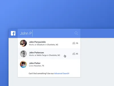 Daily UI #022 - Search dailyui facebook search