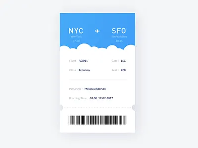 Boarding Pass airlines boardingpass cloud color exploration fantasy ios plane tickets travel ui ux