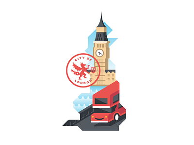 The City of London big ben bridge contest double decker bus dragon map mule seal sticker water