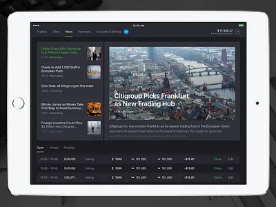 Forex4you iPad app: Economic News app finance fintech forex ios ipad trading ui ux