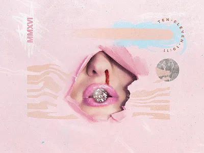 LIPS // RIPS collage composition diamond grainy lips noisey paint rose shine type