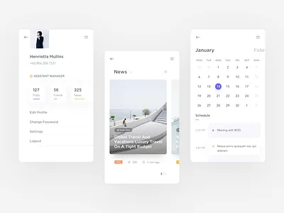 Internal Corporate Apps - Explore - II app blog calendar clean ios minimal news profile ui