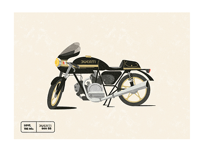 1980 Ducati 900ss 80s ducati illustration midcentury modern motorcycle