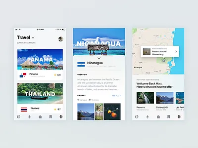 Travel Destination App Exploration cards design ios mobile sketch travel typography ui