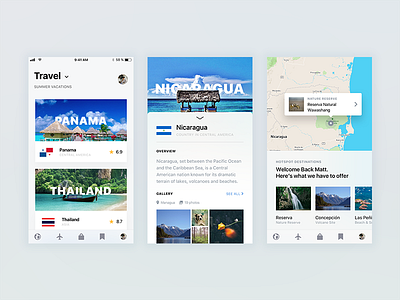 Travel Destination App Exploration cards design ios mobile sketch travel typography ui