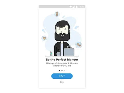Blue collar collaboration app-Onboarding screen collaboration design illustration introduction persona ux