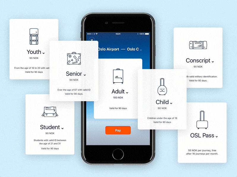 Ticket category icons animation app design bags gif icons illustration process ui user interface