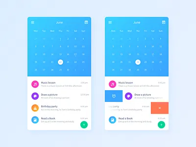 Calendar UI app calendar color event events ios mobile time ui