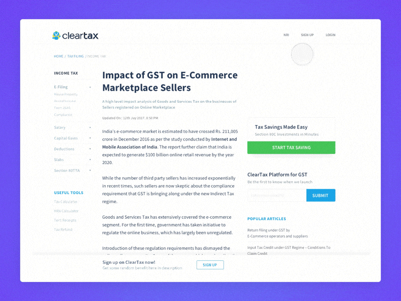 Aggregation Page aggregation cleartax landing page