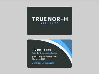 True North Airlines airline airplane branding business card flight fly jet logo print travel true north
