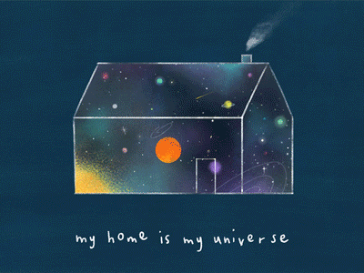 My Home is my Universe 2d animation 3d after effects c4d cinema 4d design illustration space universe