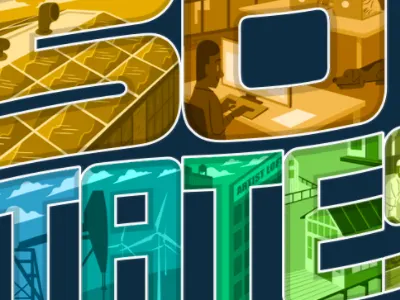 50 States for PRI economics lettering postcard states usa vector