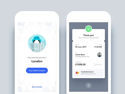 Auto Location Switching & Transaction Receipt android app design finance ios iphone location mobile payment receipt ui ux