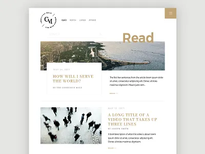 Conscious Male :: Read blog collection community conscious lifestyle modern purpose ui ux web design wellness