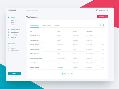 Workspace app application clean dashboard list table ui user experience user interface ux web website