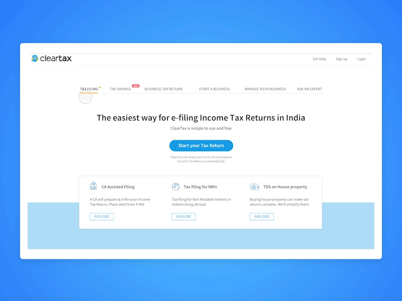 ClearTax Homepage [September 2016] cleartax home page marketplace