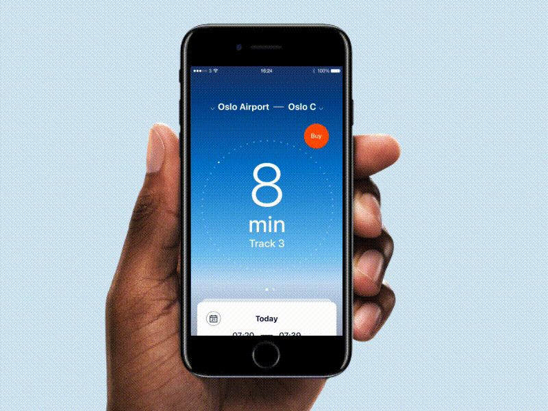 Flytoget purchase flow card category clean ui countdown departure loading ticket travel ui user interface ux