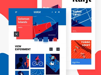 Illustrated web collection app blog clean colors grid type typography yellow
