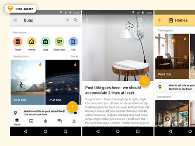 Android app + free .sketch source .sketch android android ux app download free full app madeintoronto material design minimal sketch ux