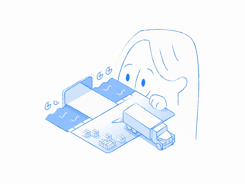 Overview Animation animation blue car clean illustration line transport woman