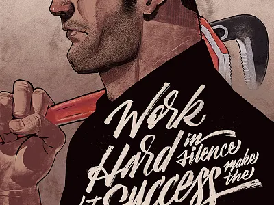 Ridgid Tools Illustration brush illustration ink lettering power tools ridgid sean dockery typography wrench