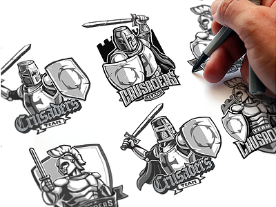 Crusaders Emblem Sketches cyber sport team emblem heraldry shield sport logo