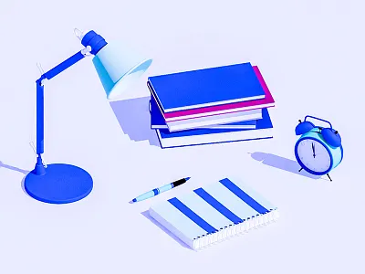 Just learning 3d book flat game illustration iso isometric lamp learning low poly lowpoly render