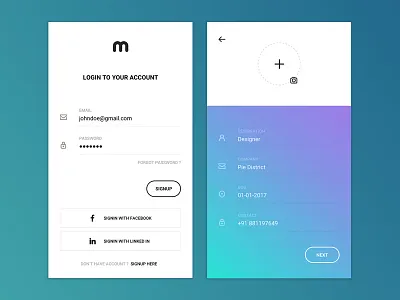 Profilo - An iOS Application For Create & Share Profiles clean colour create creative ios modern profile resume send share