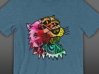 Three Eye Tiger Psychedelic color design eyed illustration sailor shirt style tattoo three tiger tshirt