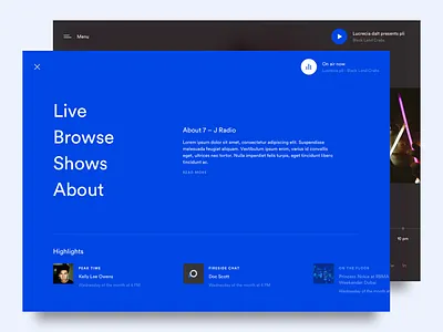 7–J Radio app eleken interactive music podcast radio ui ux web