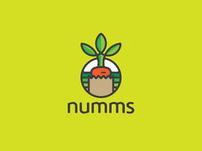 Logo for Numms. carrot convenient delicious delivery food fresh fun green healthy organic tasty vegetarian