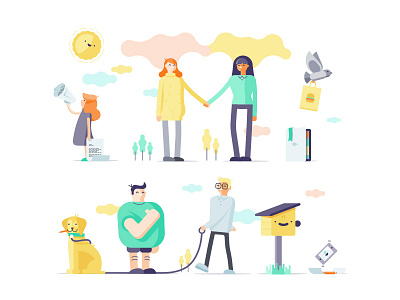 Uniting Care Illustrations character design disability care flat illustration friendly design fun characters health care mental health poster poster design simple design vector illustration