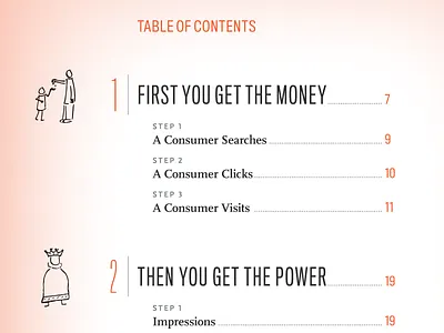 First you get the money book design ebook font illustration ppc sketch table of contents toc typography ui website