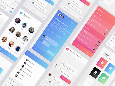 Team Chat + To Do chat colors gradient mobile mobile app task task management team team chat to do ui