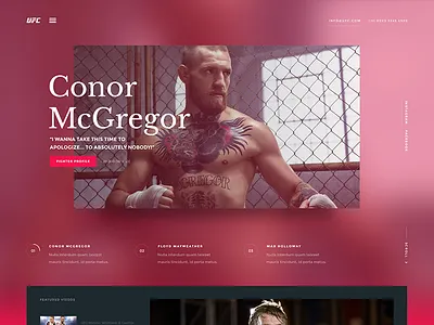 UFC Design conor mcgregor floyd mayweather layout red ufc ui webdesign website