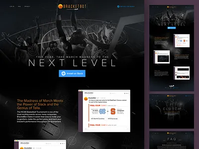 BracketBot Website ai app basketball bot dark layout slack sports website