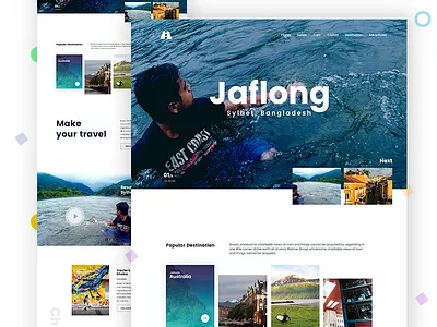 Travel home page bangladesh bicycle design nature navigation site tourism travel typography ui uix web