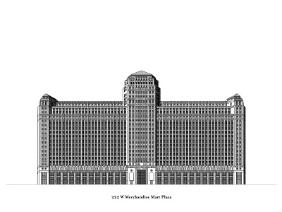 Merchandise Mart 1930 architecture buildings chicago icon line art merchandise mart texture vector